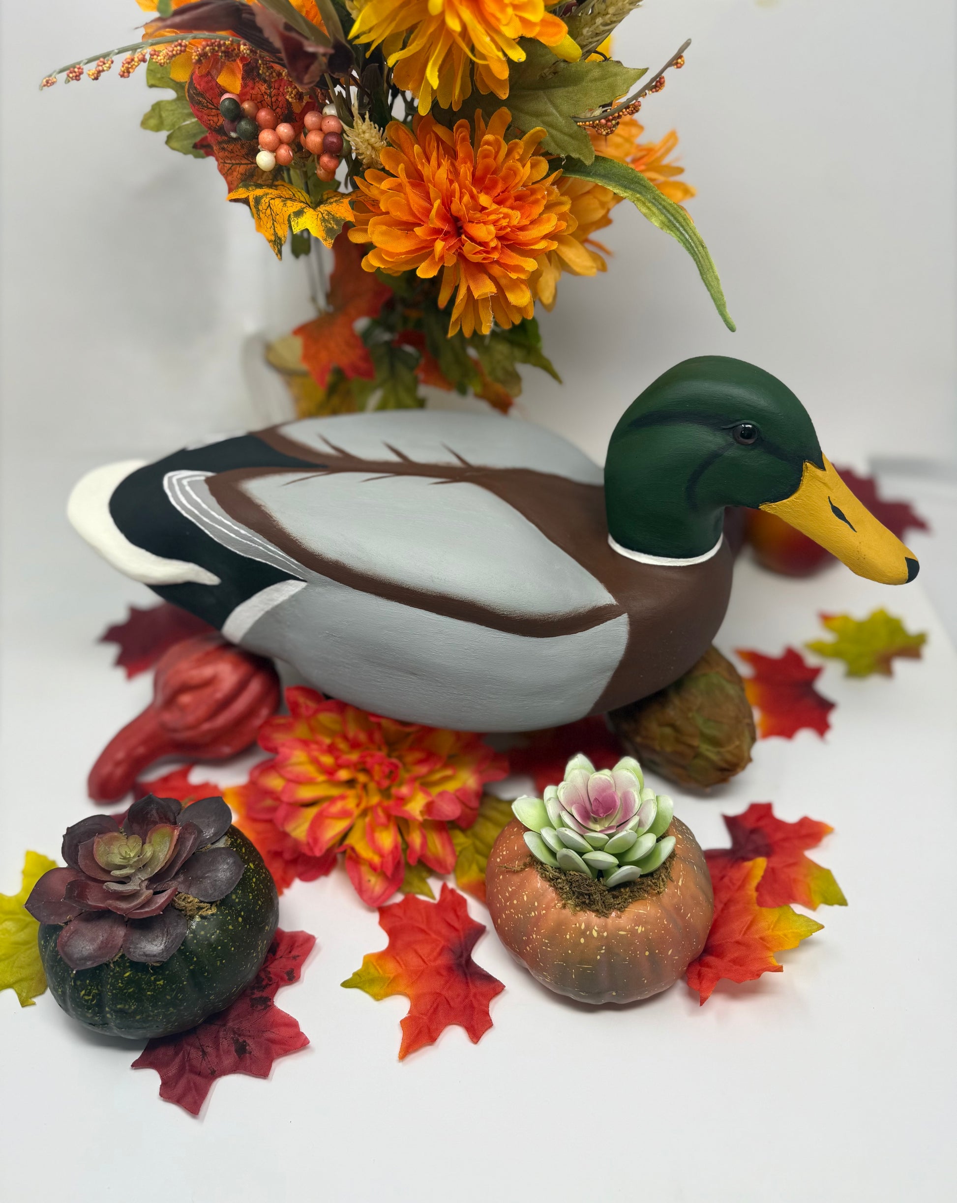 Drake mallard decoy handmade handcarved Handpainted vintage heirloom duck 